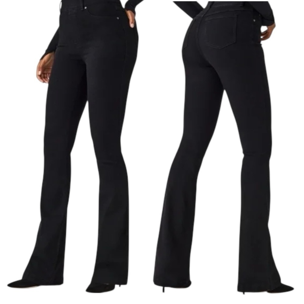 SPANX High Rise Flare Jean Denim Pull-On Black Small Tall